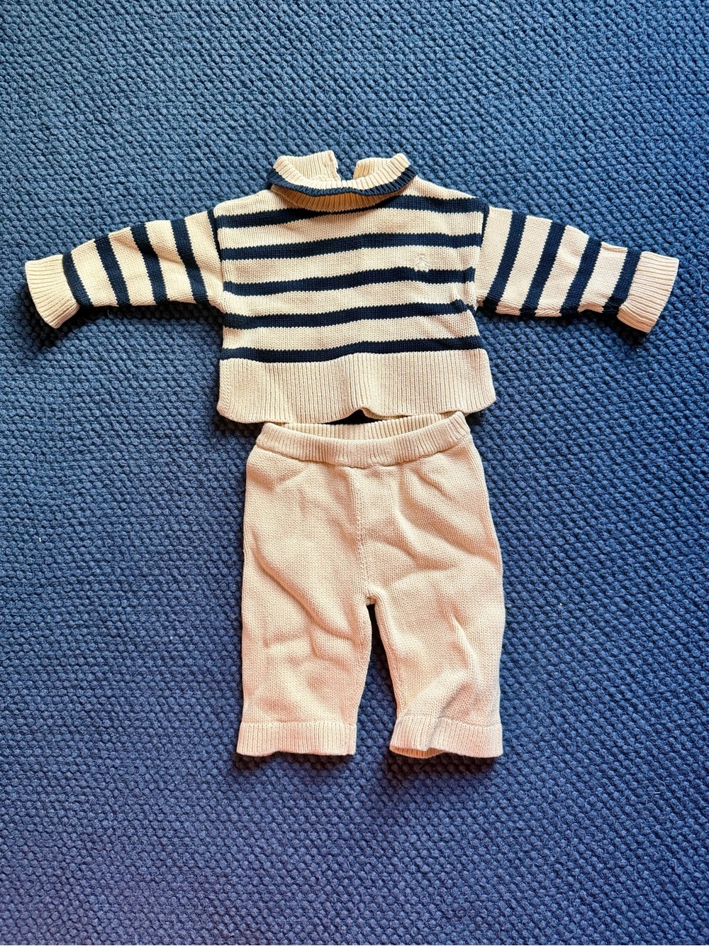 GAP Cream & Navy Striped Knit Sweater and Pants Set